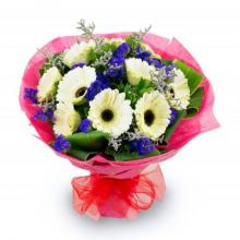 12 White Gerbaras Bouquet